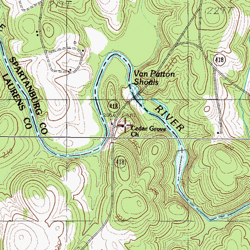 Topographic Map of Cedar Grove Cemetery, SC