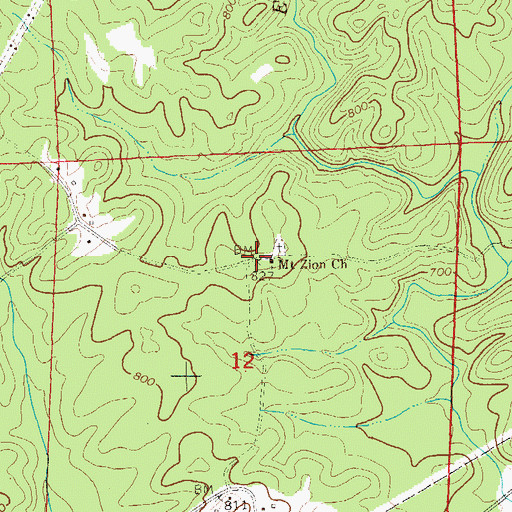 Topographic Map of Mount Zion Church, AL