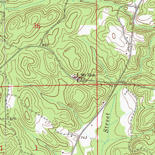Topographic Map of Mount Zion Church, AL