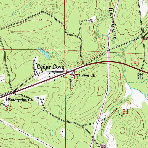 Topographic Map of Mount Zion Church, AL