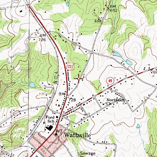Topographic Map of Copeland School (historical), SC