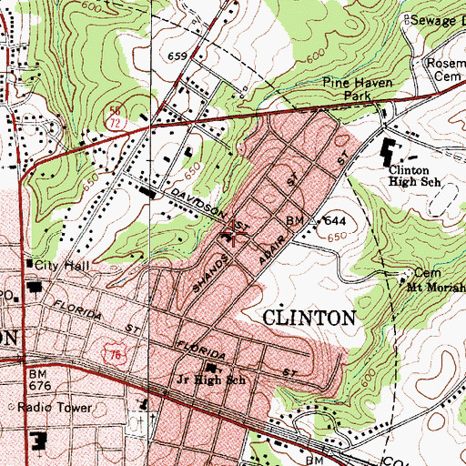 Topographic Map of Davidson Street Baptist Church, SC
