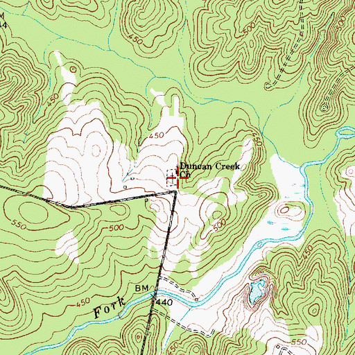 Topographic Map of Duncan Creek Cemetery, SC