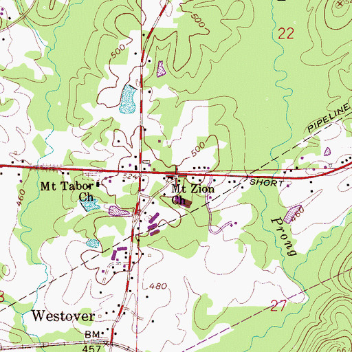 Topographic Map of Mount Zion Church, AL