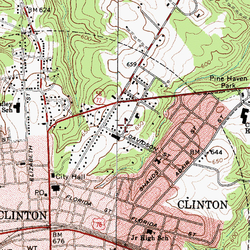 Topographic Map of First Assembly of God Church, SC