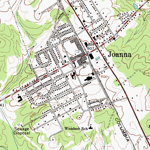 Topographic Map of First Baptist Church, SC