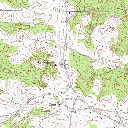 Topographic Map of Friendship Cemetery, SC