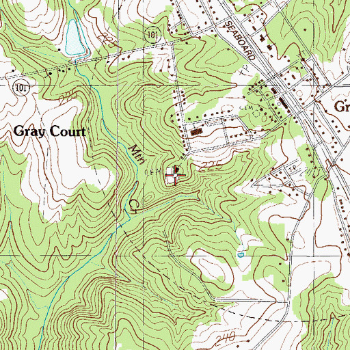 Topographic Map of Gray Court Cemetery, SC