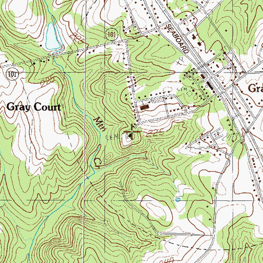 Topographic Map of Gray Court Methodist Church, SC