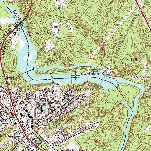 Topographic Map of Great Falls, SC