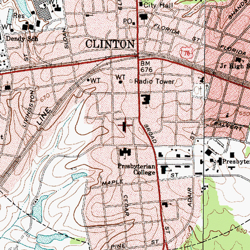 Topographic Map of Hartness-Thornwest Memorial Presbyterian Church, SC