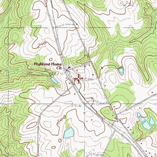 Topographic Map of Highland Home Cemetery, SC