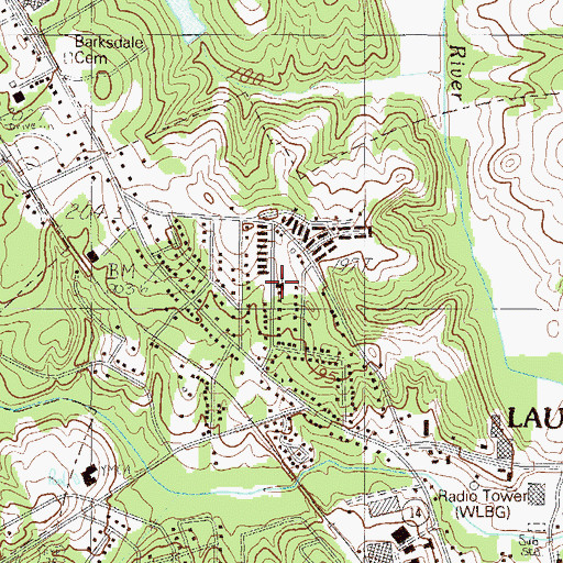 Topographic Map of Hillcrest Baptist Church, SC