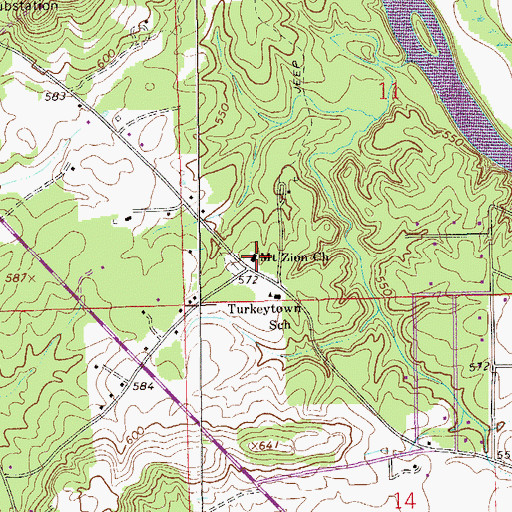 Topographic Map of Mount Zion Church, AL