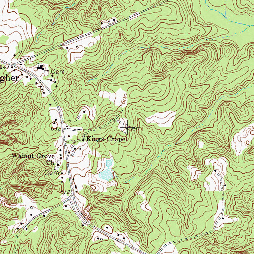 Topographic Map of Kings Chapel Cemetery, SC