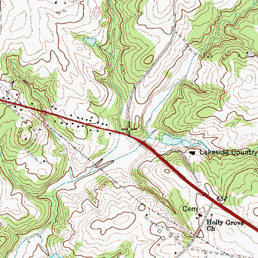 Topographic Map of Lakeside, SC