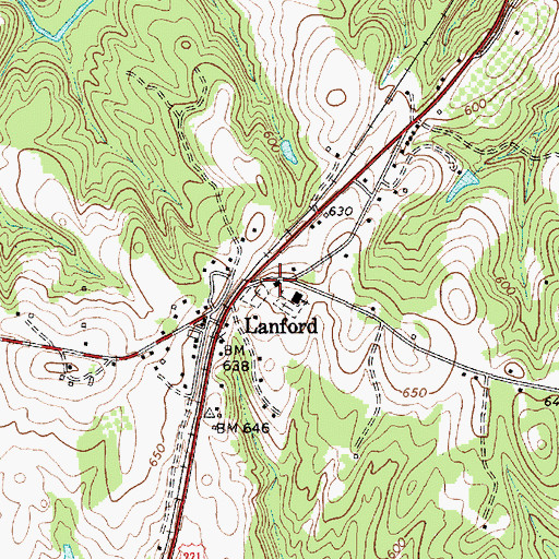 Topographic Map of Lanford Baptist Church, SC