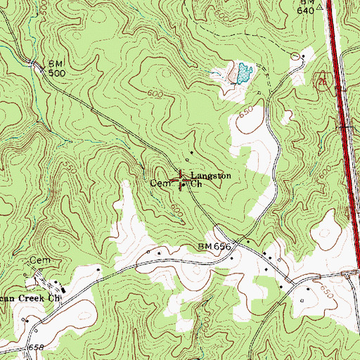 Topographic Map of Langston Cemetery, SC