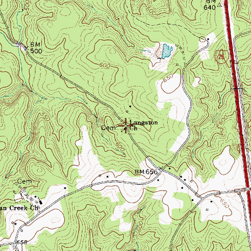 Topographic Map of Langston School (historical), SC