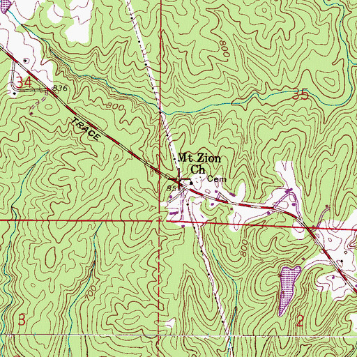 Topographic Map of Mount Zion Church, AL