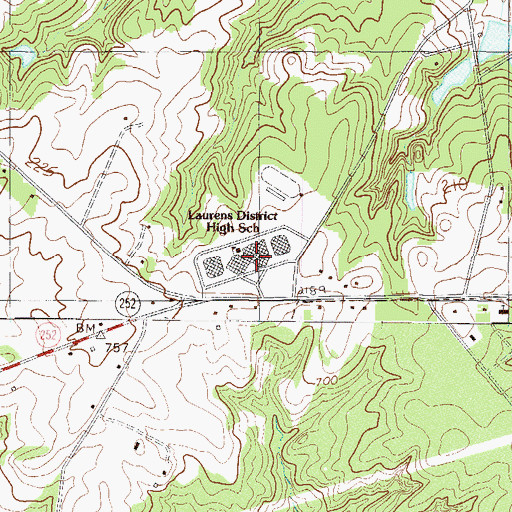 Topographic Map of Laurens District High School, SC