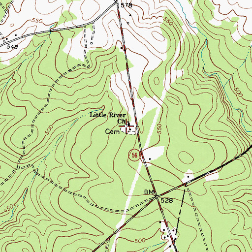 Topographic Map of Little River Cemetery, SC