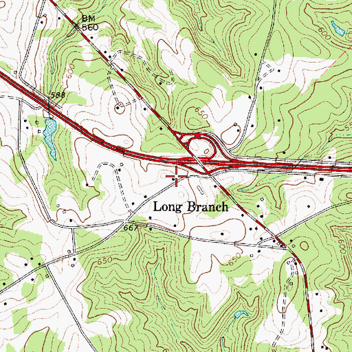 Topographic Map of Long Branch School (historical), SC