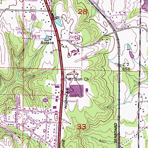 Topographic Map of Mount Zion Methodist Church, AL