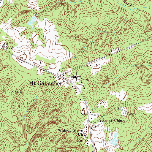 Topographic Map of Mount Gallager Baptist Church, SC