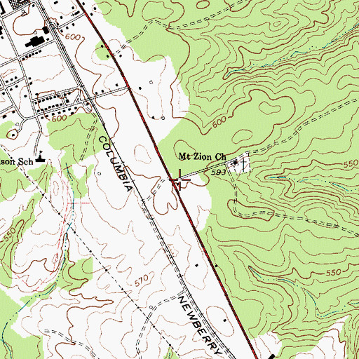 Topographic Map of Mount Zion School (historical), SC