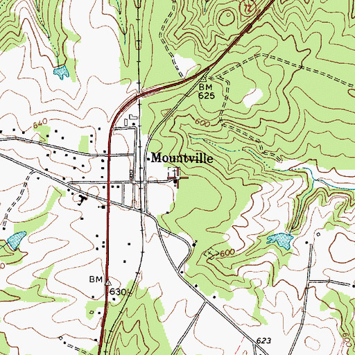 Topographic Map of Mountville Baptist Church, SC