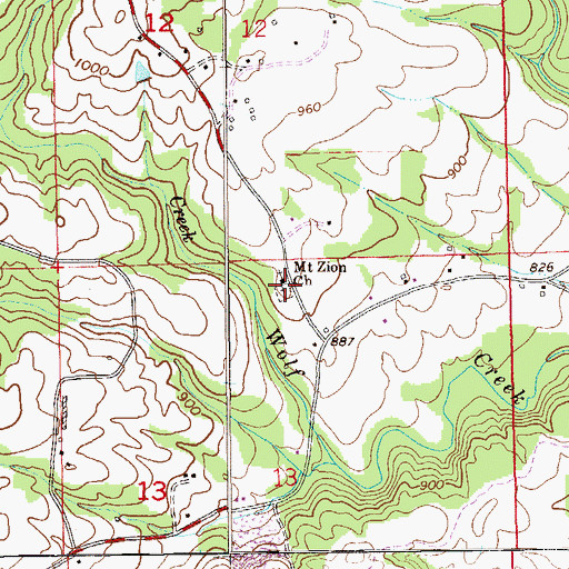 Topographic Map of Mount Zion Church, AL
