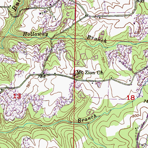 Topographic Map of Mount Zion Church, AL
