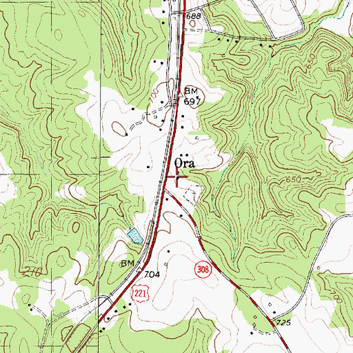 Topographic Map of Ora Associate Reformed Presbyterian Church, SC