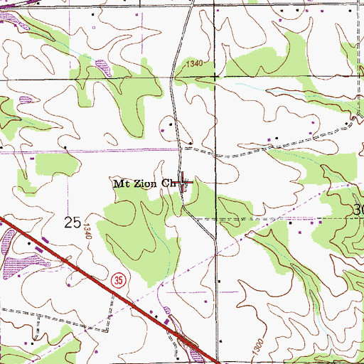Topographic Map of Mount Zion Church, AL