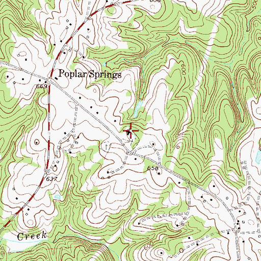 Topographic Map of Poplar Springs Baptist Church, SC