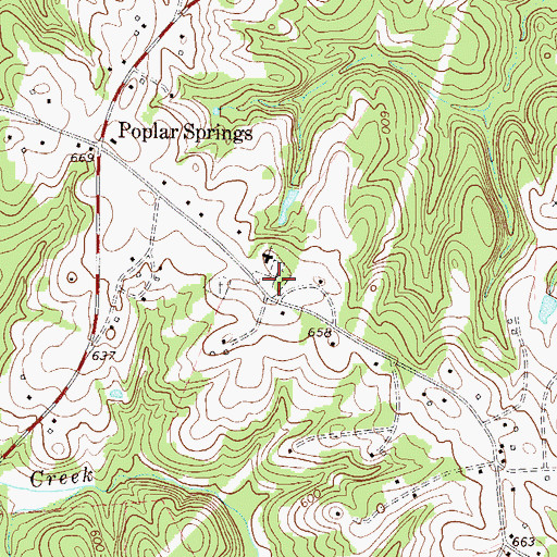 Topographic Map of Poplar Springs Cemetery, SC
