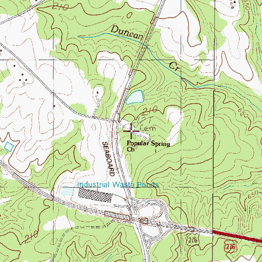 Topographic Map of Popular Springs Church, SC