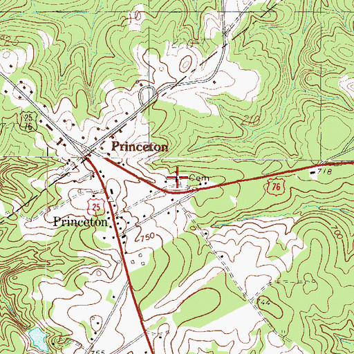 Topographic Map of Princeton Baptist Church, SC