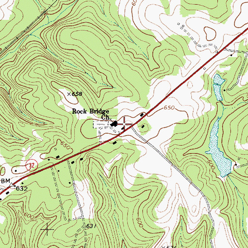 Topographic Map of Rock Bridge School (historical), SC