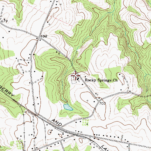 Topographic Map of Rocky Springs Cemetery, SC