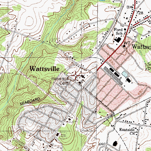 Topographic Map of Rose Hill Cemetery, SC