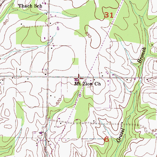 Topographic Map of Mount Zion Church, AL
