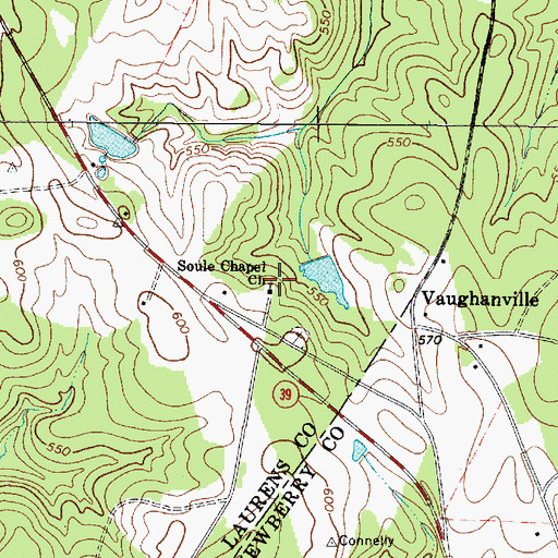 Topographic Map of Sauls Chapel Cemetery, SC