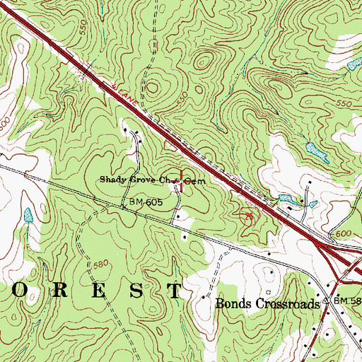 Topographic Map of Shady Grove Cemetery, SC