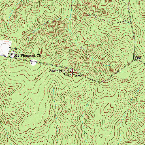 Topographic Map of Springfield Cemetery, SC