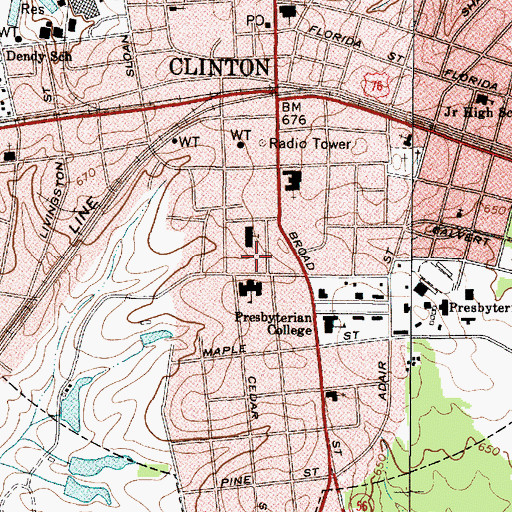 Topographic Map of Thornwell Childrens Homes, SC