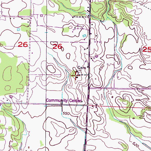 Topographic Map of Mount Zion School, AL