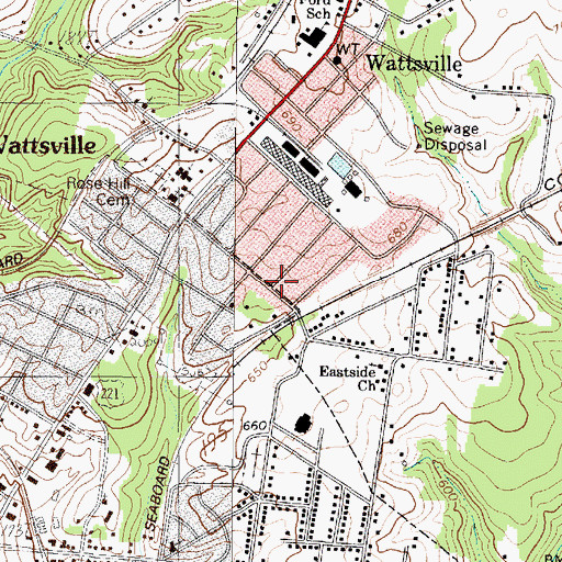Topographic Map of Wattsville Pentecostal Holiness Church, SC