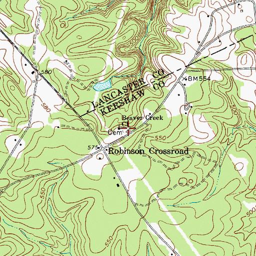 Topographic Map of Beaver Creek Cemetery, SC
